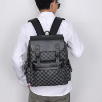 PU Leather Backpack large capacity & waterproof plaid PC