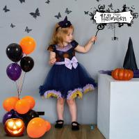 Polyester Children Witch Costume Halloween Design Navy Blue PC