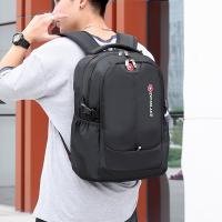 Nylon Backpack large capacity & hardwearing & with USB interface & waterproof Polyester letter black PC