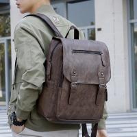 PU Leather Backpack large capacity & hardwearing & waterproof Solid PC