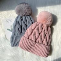 Cashmere Ear Protection Knitted Hat fleece & with fur ball & thermal knitted : PC