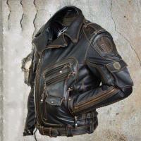 PU Leather & Polyester Plus Size Men Motorcycle Leather Jacket & thermal Solid black PC