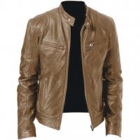 PU Leather Men Motorcycle Leather Jacket & thermal Cotton Solid PC