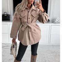 Spandex & Polyester Women Coat & with belt Solid PC