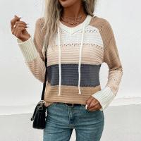 Acrylic Women Sweater & loose knitted striped dark gray PC