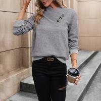 Polyester Women Sweatshirts & loose patchwork Solid light gray PC