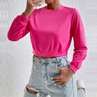 Polyester Women Sweatshirts midriff-baring Solid PC