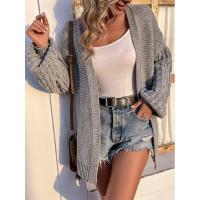 Wool & Polyester Sweater Coat mid-long style & loose Solid PC