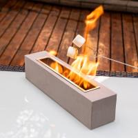 Cement & Stainless Steel Tabletop Fireplace Set