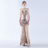 Sequin & Spandex & Polyester Slim Long Evening Dress side slit & backless patchwork PC