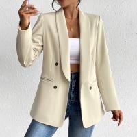 Polyester Soft Women Suit Coat & loose & breathable Solid Apricot PC