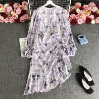 Cambric Waist-controlled & Soft One-piece Dress slimming printed shivering : PC