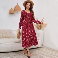 Polyester Waist-controlled & Soft One-piece Dress slimming printed shivering PC