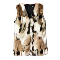 Artificial Fur Women Vest thicken & loose & thermal leopard khaki PC