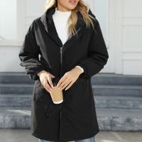 Spandex & Polyester Women Outdoor Jacket mid-long style & thermal & with pocket Solid black PC