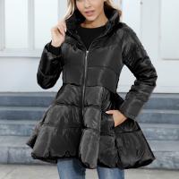 Spandex & Polyester Waist-controlled Women Parkas mid-long style & with pocket Solid PC