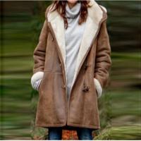 Polyester & Cotton Plus Size Women Coat mid-long style Plush Solid PC