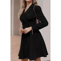 Acrylic A-line Autumn and Winter Dress mid-long style Solid PC