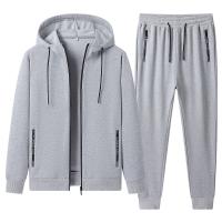 Spandex & Polyester & Cotton Men Casual Set  Long Trousers & Sweatshirt Set