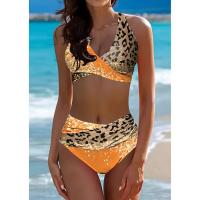 Polyester Tankinis Set & two piece & padded printed leopard Set