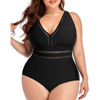 Polyester Plus Size One-piece Swimsuit & padded printed PC