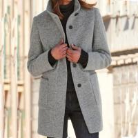Polyester & Cotton Women Coat mid-long style & thermal Solid PC
