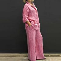 Polyester Frauen Casual Set, Lange Hose & Nach oben, Solide, mehr Farben zur Auswahl,  Festgelegt