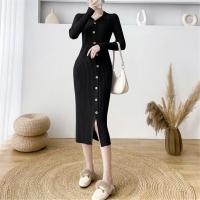 Knitted Slim Sexy Package Hip Dresses patchwork Solid : PC
