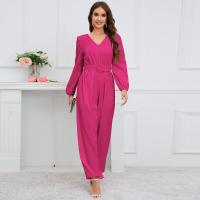 Polyester Slim & High Waist Long Jumpsuit & with belt Solid PC