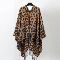 Polyester With Siamese Cap & Tassels Cloak side slit & thicken printed leopard PC