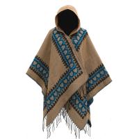 Polyester With Siamese Cap & Tassels Shawl thermal printed heart pattern PC