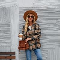 Polyester Women Coat thicken & loose & thermal plaid PC