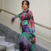 Spandex & Polyester Tweedelige jurk set Afgedrukt Bloemen meer kleuren naar keuze Instellen