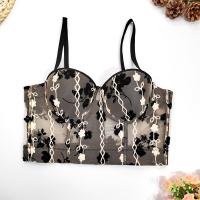 Polyester Slim Camisole midriff-baring printed floral black PC
