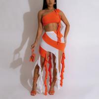 Polyester Zweiteiliges Kleid Set, Patchwork, mehr Farben zur Auswahl,  Festgelegt