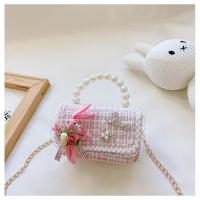 Cotton Linen & Plastic Pearl Handbag with chain & for children PC