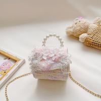 Cotton Linen & Plastic Pearl Handbag with chain & Mini PC