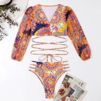 Polyester & Cotton Tankinis Set & padded printed multi-colored Set