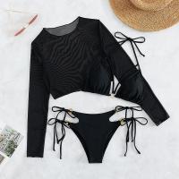 Poliamida & Spandex Bikini, Sólido, negro,  Conjunto