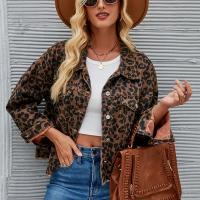Polyester Women Coat & loose printed leopard brown PC