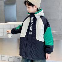 Chemical Fiber With Siamese Cap Boy Coat thicken patchwork letter PC