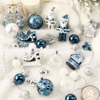 Plastic Kerstboom hangende Decoratie blauw en wit stuk