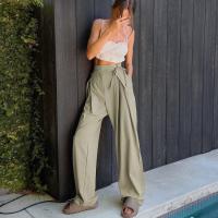 Polyester High Waist Wide Leg Trousers Solid PC