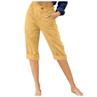 Tela de algodón Pantalones Mujer Capri, Sólido, más colores para elegir,  trozo