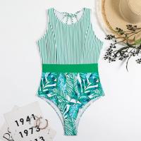 Polyester One-piece Swimsuit backless & skinny style printed PC