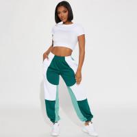 Polyester Foot-flat Women Long Trousers & loose & breathable Solid green PC