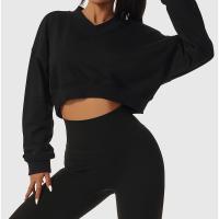 Polyester Sport Women Sweatshirts & loose Solid black PC