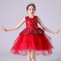 Polyester Ball Gown Girl One-piece Dress Cute red PC