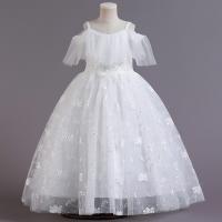 Polyester Ball Gown Girl One-piece Dress Cute white PC