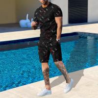 Chemical Fiber & Polyester Men Casual Set & two piece short & short sleeve T-shirts printed Set